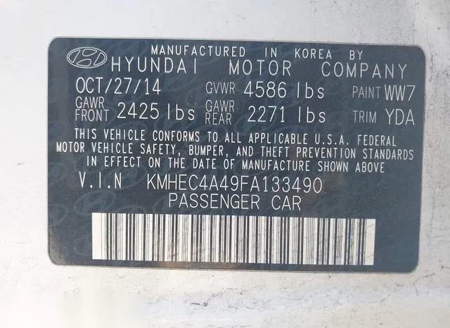 KMHEC4A49FA133490 2015 2015 Hyundai Sonata- Hybrid 9