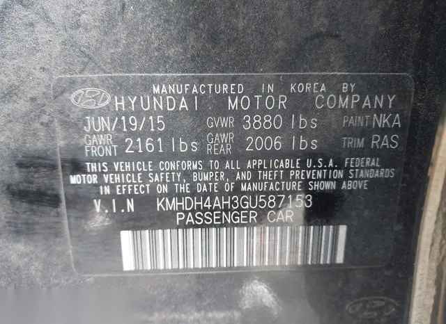 KMHDH4AH3GU587153 2016 2016 Hyundai Elantra- Sport 9