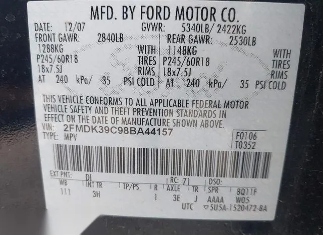 2FMDK39C98BA44157 2008 2008 Ford Edge- Limited 9