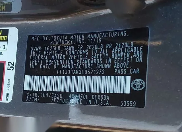 4T1J31AK3LU521272 2020 2020 Toyota Camry- Se Hybrid 9