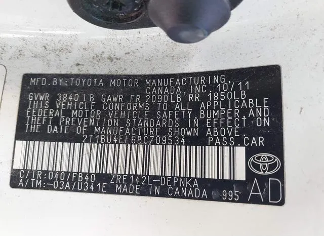 2T1BU4EE6BC709534 2011 2011 Toyota Corolla- LE 9