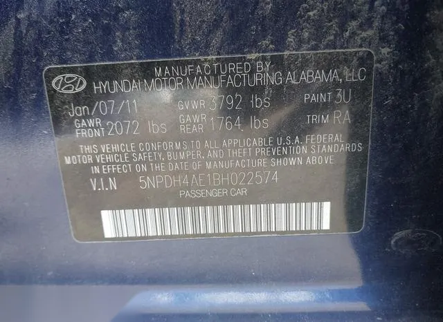 5NPDH4AE1BH022574 2011 2011 Hyundai Elantra- Gls 9