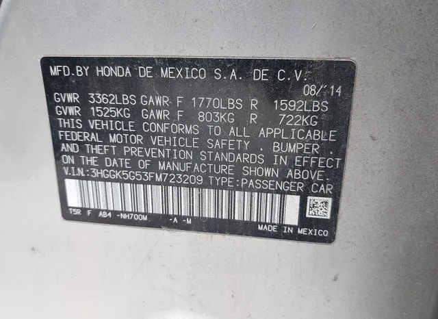 3HGGK5G53FM723209 2015 2015 Honda Fit- LX 9