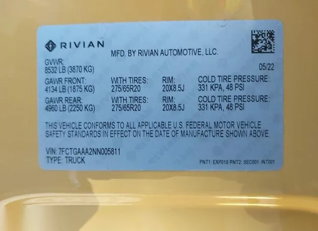 7FCTGAAA2NN005811 2022 2022 Rivian R1T- Adventure 9