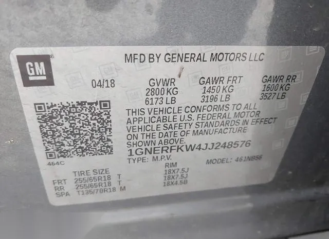 1GNERFKW4JJ248576 2018 2018 Chevrolet Traverse- LS 9