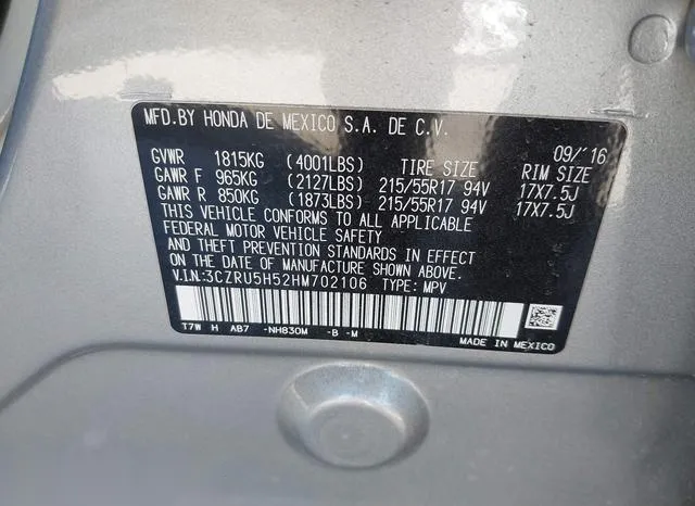 3CZRU5H52HM702106 2017 2017 Honda HR-V- EX 9