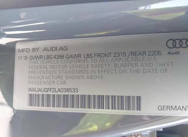 WAUAUGFF2LA038533 2020 2020 Audi A3- Premium 40 Tfsi Front- 9