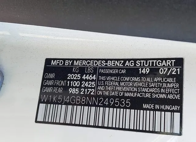 W1K5J4GB8NN249535 2022 2022 Mercedes-Benz Cla 250 Coupe 9