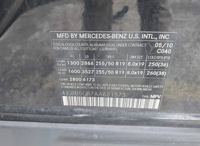 4JGBB5GB7AA621573 2010 2010 Mercedes-Benz ML 350 9