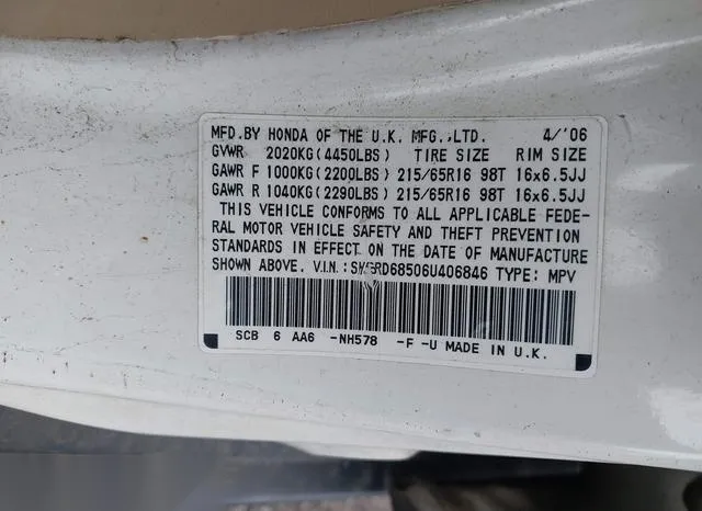 SHSRD68506U406846 2006 2006 Honda CR-V- LX 9