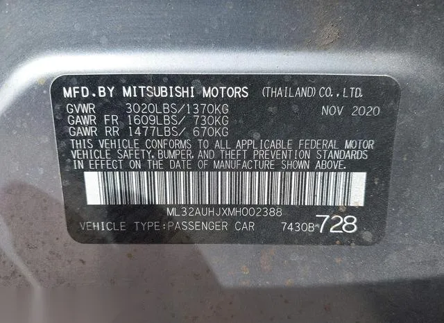 ML32AUHJXMH002388 2021 2021 Mitsubishi Mirage- Carbonite Ed 9