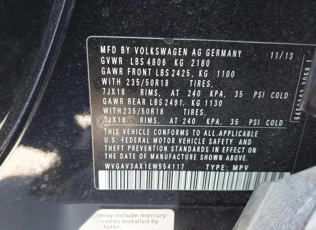 WVGAV3AX1EW554117 2014 2014 Volkswagen Tiguan- Sel 9