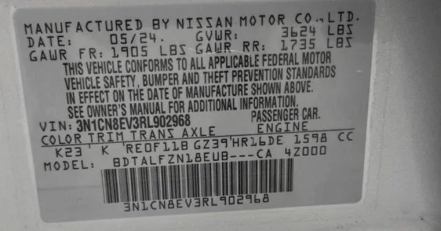 3N1CN8EV3RL902968 2024 2024 Nissan Versa- SV 10