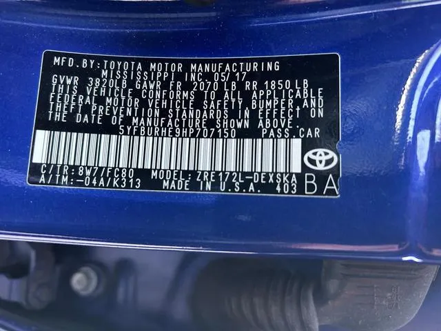 5YFBURHE9HP707150 2017 2017 Toyota Corolla- L 10