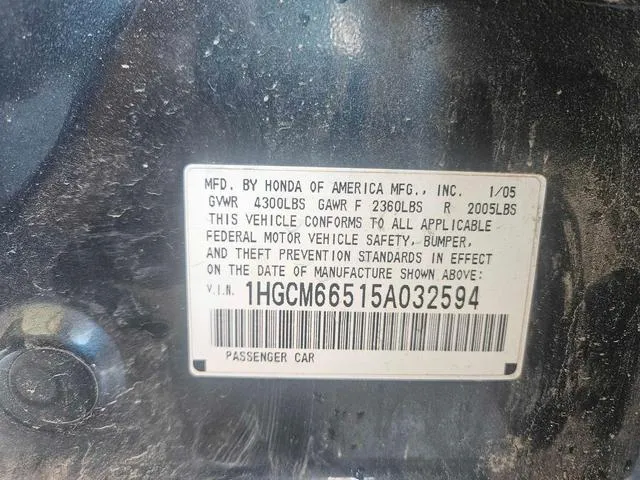 1HGCM66515A032594 2005 2005 Honda Accord- EX 10