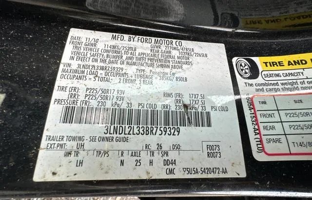 3LNDL2L33BR759329 2011 2011 Lincoln MKZ- Hybrid 10