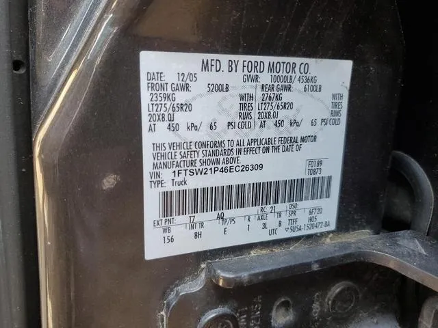 1FTSW21P46EC26309 2006 2006 Ford F-250- Super Duty 10