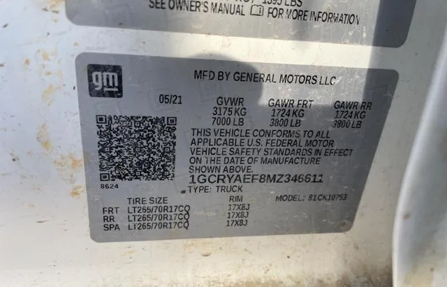 1GCRYAEF8MZ346611 2021 2021 Chevrolet Silverado- K1500 10