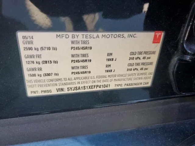 5YJSA1S1XEFP41041 2014 2014 Tesla MODEL S 10