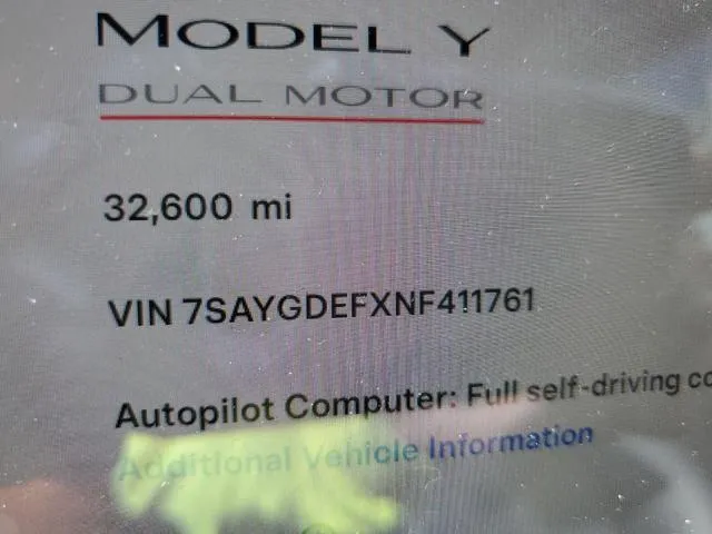 7SAYGDEFXNF411761 2022 2022 Tesla MODEL Y 9