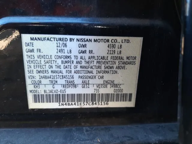 1N4BA41E57C845156 2007 2007 Nissan Maxima- SE 10