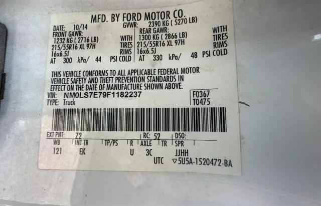 NM0LS7E79F1182237 2015 2015 Ford Transit- XL 10