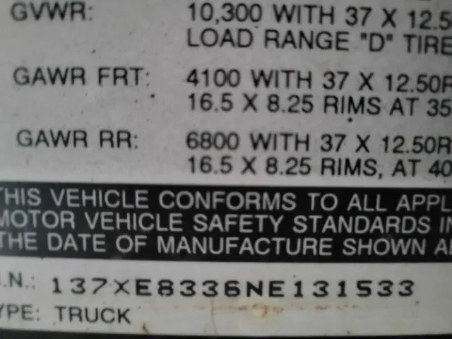 137XE8336NE131533 1992 1992 American General H1- Hmc4 10