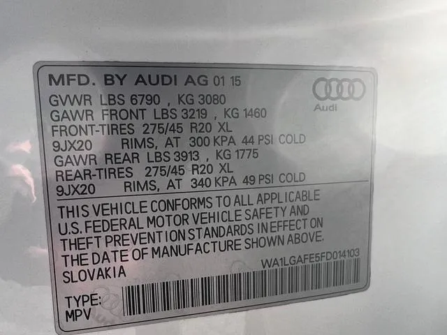 WA1LGAFE5FD014103 2015 2015 Audi Q7- Premium Plus 10