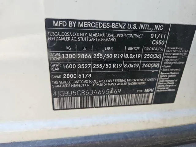 4JGBB5GB6BA695469 2011 2011 Mercedes-Benz ML-Class- 350 10