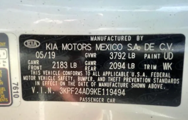 3KPF24AD9KE119494 2019 2019 KIA Forte- FE 10