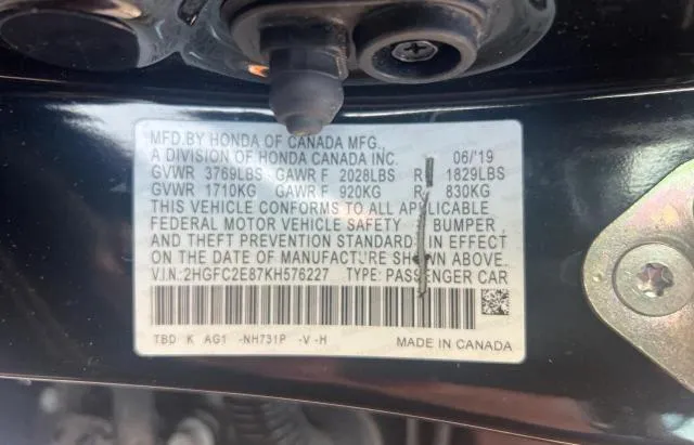 2HGFC2E87KH576227 2019 2019 Honda Civic- Sport 10