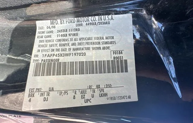 1FAFP45X3WF197020 1998 1998 Ford Mustang- GT 10