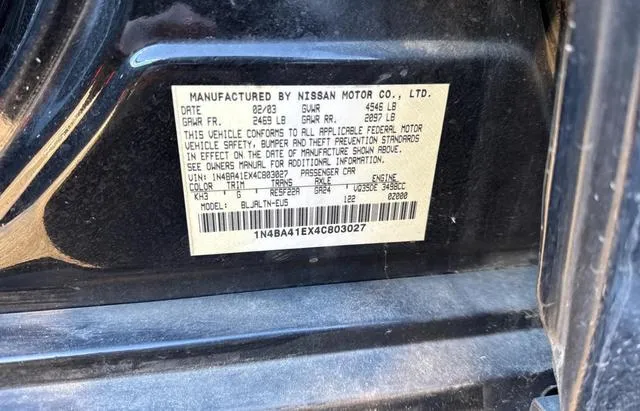 1N4BA41EX4C803027 2004 2004 Nissan Maxima- 3-5 SE 10