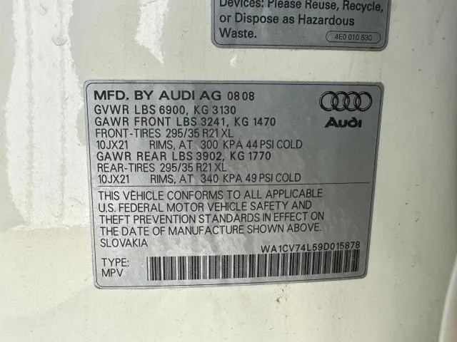 WA1CV74L59D015878 2009 2009 Audi Q7- 4-2 Quattro S-Line 10