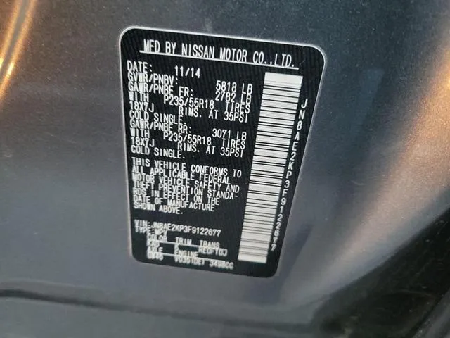 JN8AE2KP3F9122677 2015 2015 Nissan Quest- S 10