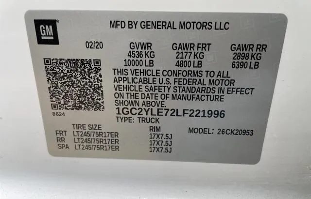 1GC2YLE72LF221996 2020 2020 Chevrolet Silverado- K2500 Heav 10