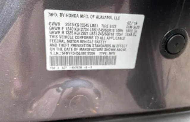 5FNYF5H56JB012056 2018 2018 Honda Pilot- Exl 10