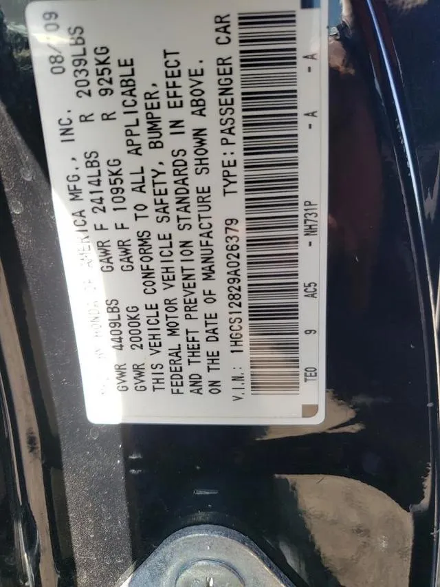 1HGCS12829A026379 2009 2009 Honda Accord- Exl 10