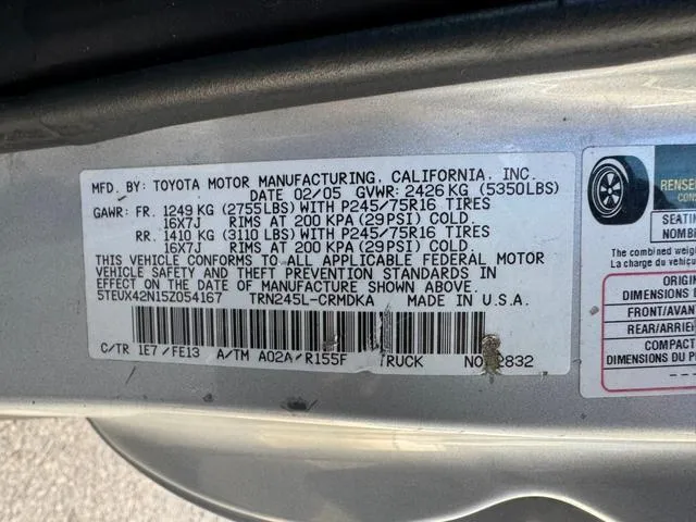 5TEUX42N15Z054167 2005 2005 Toyota Tacoma- Access Cab 10