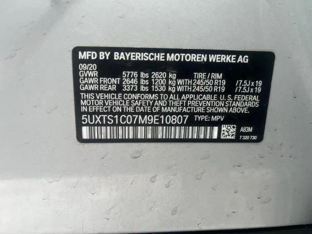 5UXTS1C07M9E10807 2021 2021 BMW X3- Xdrive30E 10