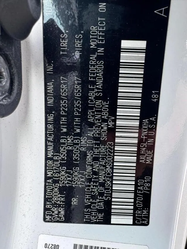 5TDJSKFC8MS002223 2021 2021 Toyota Sienna- Xle 10