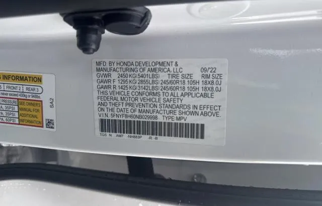 5FNYF8H60NB029998 2022 2022 Honda Passport- Trail Sport 10