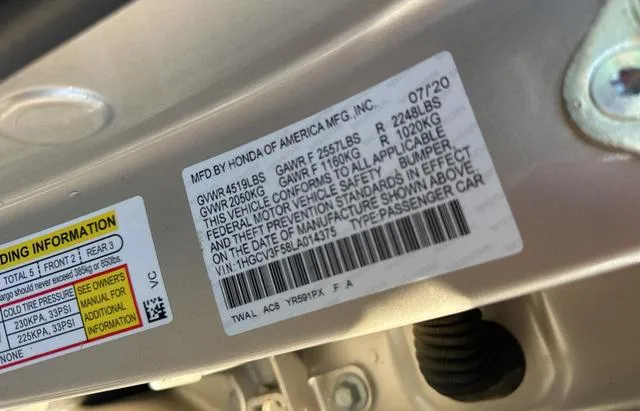 1HGCV3F58LA014375 2020 2020 Honda Accord- Hybrid Ex-L 10