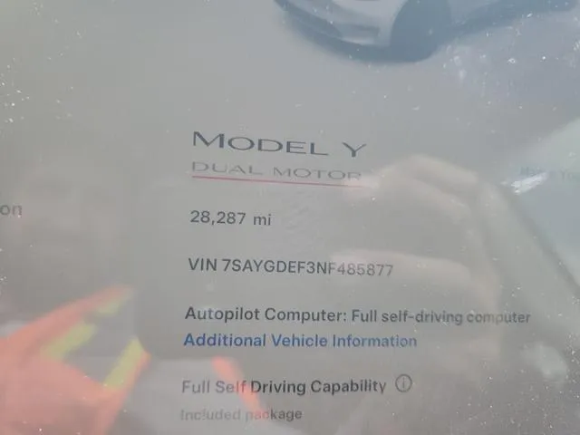 7SAYGDEF3NF485877 2022 2022 Tesla MODEL Y 9