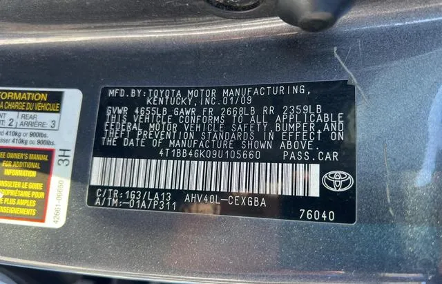 4T1BB46K09U105660 2009 2009 Toyota Camry- Hybrid 10