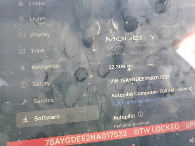 7SAYGDEE2NA017532 2022 2022 Tesla MODEL Y 9