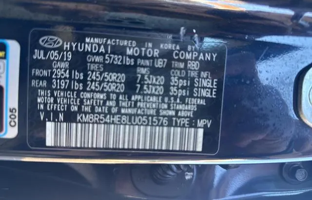 KM8R54HE8LU051576 2020 2020 Hyundai Palisade- Limited 10