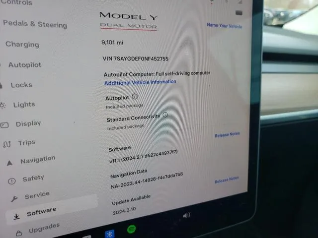 7SAYGDEF0NF452755 2022 2022 Tesla MODEL Y 9