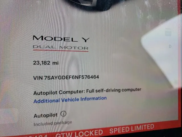 7SAYGDEF6NF576464 2022 2022 Tesla MODEL Y 9