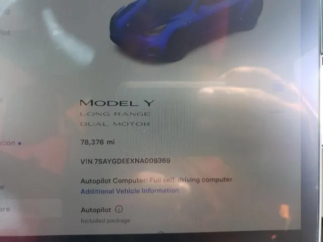 7SAYGDEEXNA009369 2022 2022 Tesla MODEL Y 9